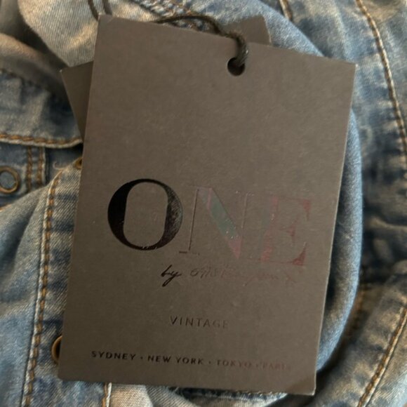 Free People One Teaspoon Denim Button Shirt Chambray Vintage Jean Western - Picture 11 of 12